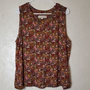 LOFT Paradise Henley Peplum Shell Women's Sleeveless Top  Size: XL